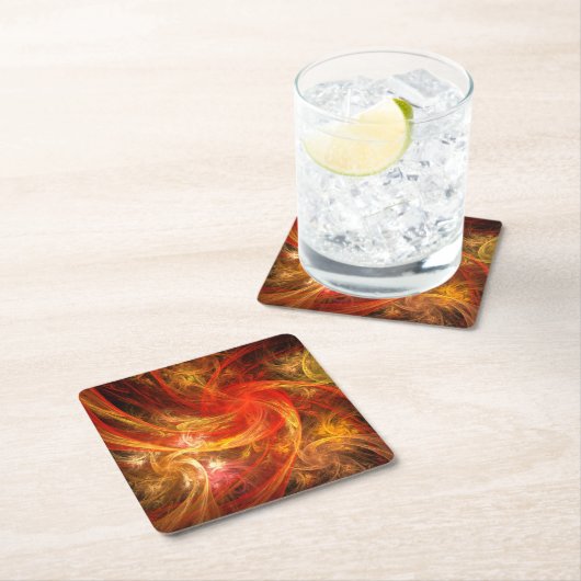 Firestorm Nova Abstracte Art Vierkante Kartonnen Onderzetter (Insitu)
