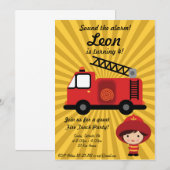 FireTruck Birthday Party Invitation Kaart (Voorkant / Achterkant)