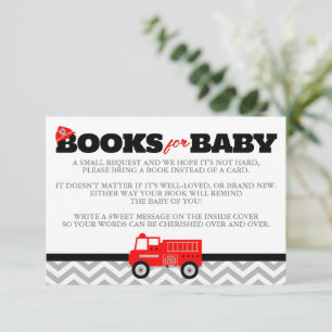 Firetruck Boeken voor Baby Enclosure Invite Insert Informatiekaartje