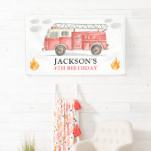 Firetruck Calling All Firefigthers Boy Birthday Spandoek (Insitu)