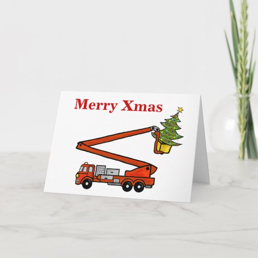 Firetruck Christmas Kaart Pas het aan! (Voorkant)