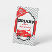 Firetruck Drink Party Display Reclamebord Met Voetstuk (Voorkant)
