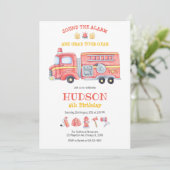 Firetruck Firefighter Kids Birthday Invitation (Debout devant)