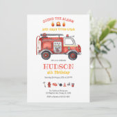 Firetruck Firefighter Kids Birthday Invitation (Debout devant)