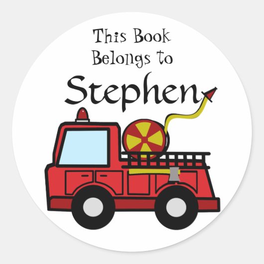 Firetruck Fun Ronde Sticker (Voorkant)
