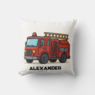 Firetruck gepersonaliseerde naam kinder werpkussen kussen