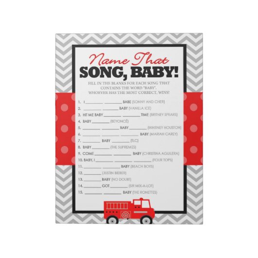 Firetruck naam dat lied douche spel - 40 Pack Notitieblok (Gedraaid)