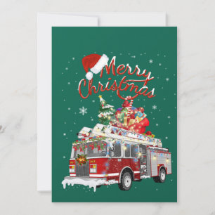 Firetruck Santa Sleigh Fireman-kerstvuurgevechten Kaart