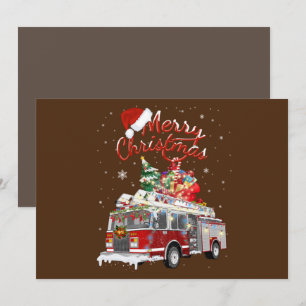 Firetruck Santa Sleigh Fireman-kerstvuurgevechten Kaart