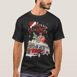 Firetruck Santa Sleigh Fireman-kerstvuurgevechten T-shirt