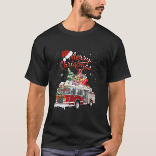 Firetruck Santa Sleigh Fireman-kerstvuurgevechten T-shirt