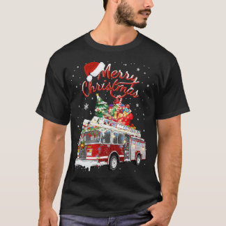 Firetruck Santa Sleigh Fireman-kerstvuurgevechten T-shirt