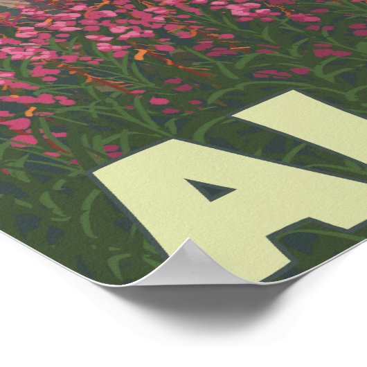 Fireweed & Mountains - Cordova, Alaska Poster (Hoek)