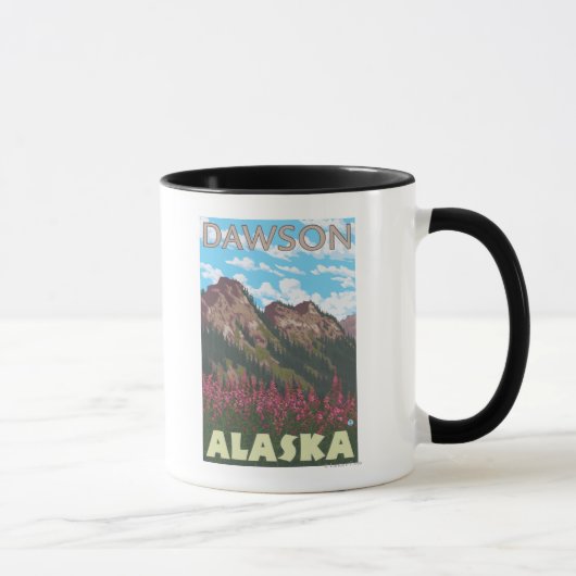 Fireweed & Mountains - Dawson, Alaska Mok (Rechts)