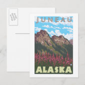 Fireweed & Mountains - Juneau, Alaska Briefkaart (Voorkant / Achterkant)