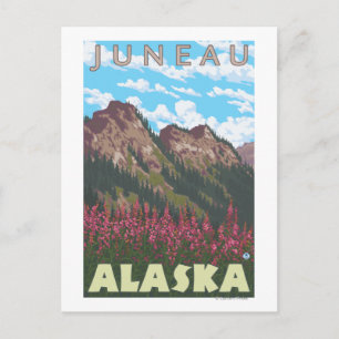 Fireweed & Mountains - Juneau, Alaska Briefkaart