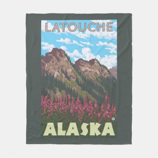 Fireweed & Mountains - Latouche, Alaska Fleece Deken (Voorkant)