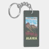 Fireweed & Mountains - Latouche, Alaska Sleutelhanger (Voorkant Links)