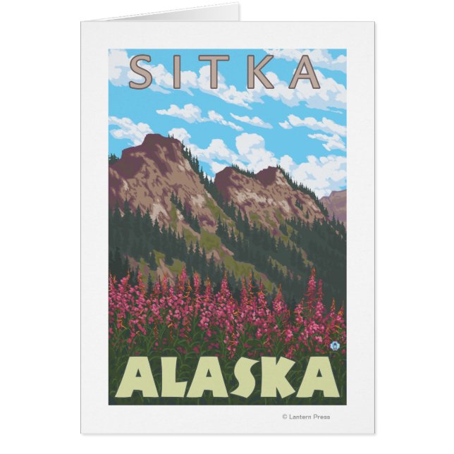 Fireweed & Mountains - Sitka, Alaska (Voorkant)