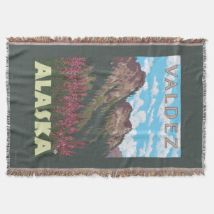 Fireweed & Mountains - Valdez, Alaska Deken