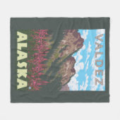 Fireweed & Mountains - Valdez, Alaska Fleece Deken (Voorkant (Horizontaal))