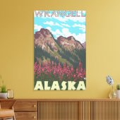 Fireweed & Mountains - Wrangell, Alaska Canvas Afdruk (Insitu (Woonkamer))