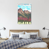 Fireweed & Mountains - Wrangell, Alaska Canvas Afdruk (Insitu (Slaapkamer))