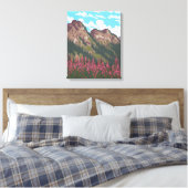 Fireweed & Mountains - Wrangell, Alaska Canvas Afdruk (Insitu (Slaapkamer))