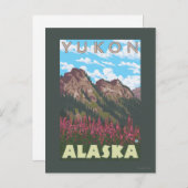 Fireweed & Mountains - Yukon, Alaska Briefkaart (Voorkant / Achterkant)