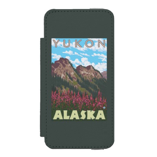 Fireweed & Mountains - Yukon, Alaska Incipio iPhone Portemonnee Hoesje (Voorkant Agenda)