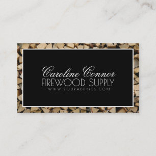 Firewood Supply Logs Black & White Bold Card Visitekaartje