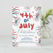 Fireworks 4 juillet Stars BBQ Flyer Invitation (Debout devant)