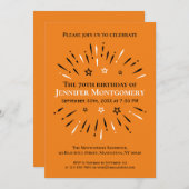 Fireworks 70th Birthday Party Black White Sinaasap Kaart (Voorkant / Achterkant)