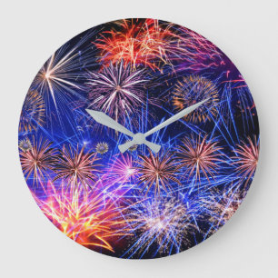 Fireworks-afbeelding voor ronde (grote) wandklok grote klok
