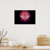 Fireworks Art: rood en wit Poster (Keuken)