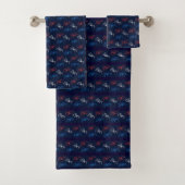 Fireworks Bath Towels (Navy Blue & Red) (En situation)