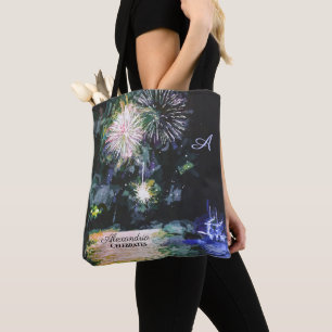 Fireworks Beach Side Boat Waterverf Ocean Custom Draagtas