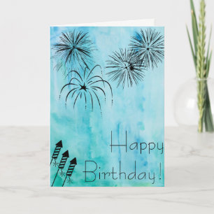 Fireworks Birthday Card - Fourth of July Kaart