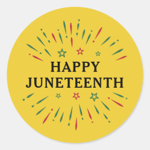 Fireworks Black Independence Day Happy Juneteenth Ronde Sticker