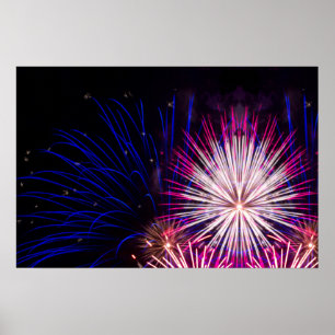 Fireworks Blue Pink en White Poster