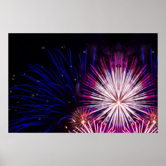 Fireworks Blue Pink en White Poster (Voorkant)