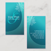 Fireworks Burst Monogram Turquoise Visitekaartjes (Voorkant / Achterkant)