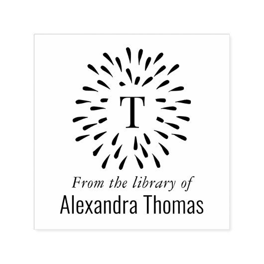 Fireworks Burst Single Initiaal #3 Bibliotheekboek Zelfinktende Stempel (Design)