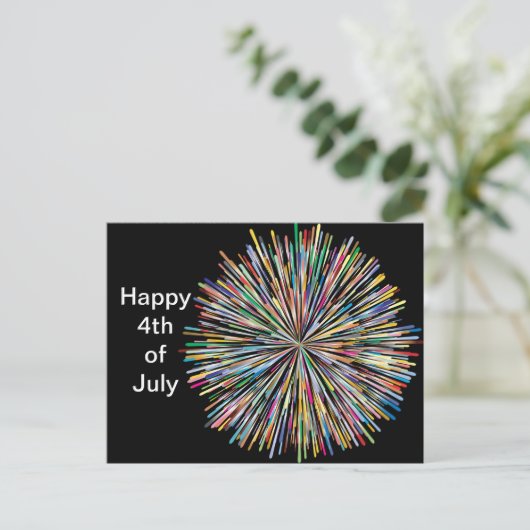 Fireworks Design 3 juillet 4e carte postale (Debout devant)