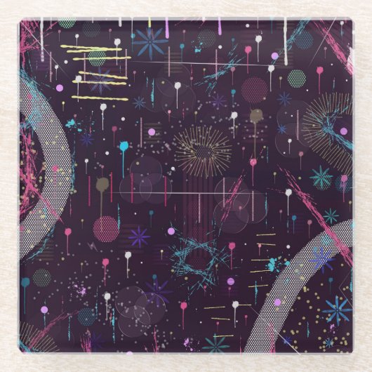 Fireworks Display: Abstract Art  Glazen Onderzetter (Voorkant)