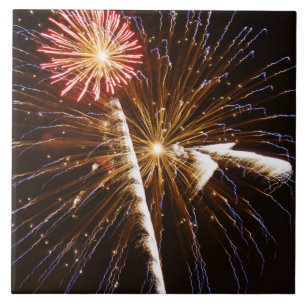 Fireworks-display op de Savannah-rivier Tegeltje