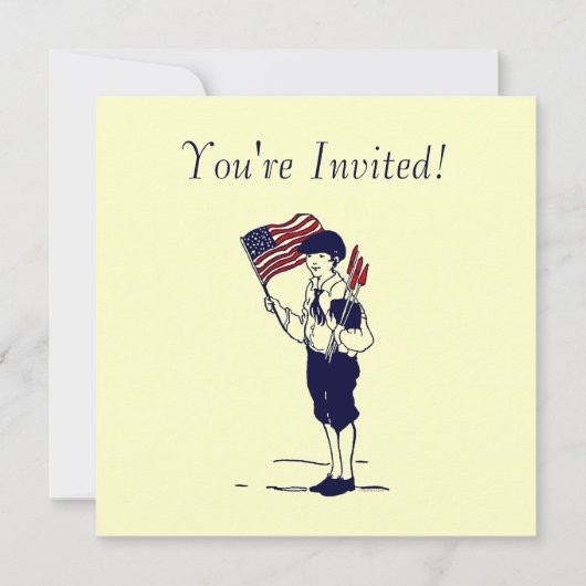  Fireworks en Flag Art Aangepaste Uitnodigingen (Voorkant)