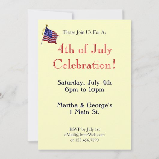 Fireworks en Flag Custom Invitation Kaart (Achterkant)