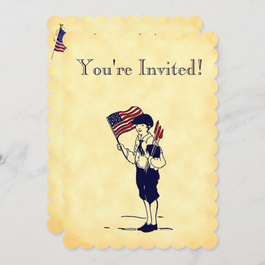 Fireworks en Flag Faux Perchment Custom Uitnodigen Kaart (Voorkant / Achterkant)