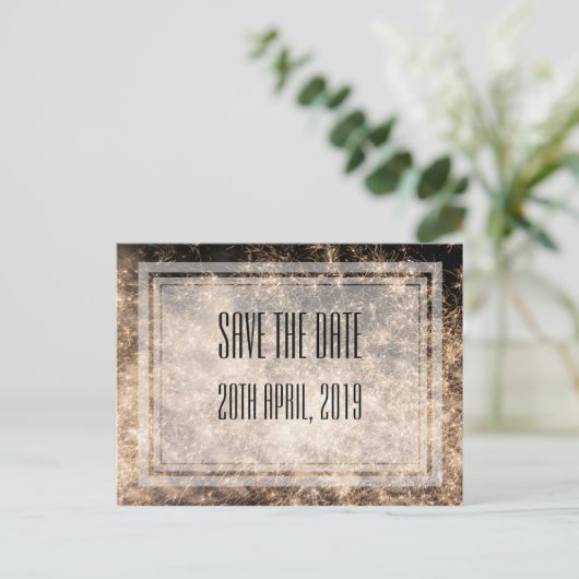 Fireworks Enregistrer la date Carte postale (Debout devant)